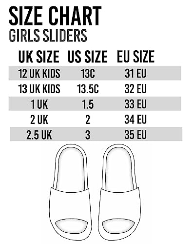 Barbie Girls Sliders | Pink Moulded Ridge Bottom Sandals For Kids & Teens | Fashion Doll Classic Logo Beachwear & Summer Pool Shoes | Slip-on Footwear Movie Merchandise Gift for Children