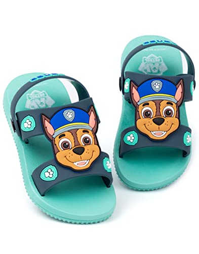 Paw Patrol Boys Sandals | Blue Sliders with Supportive Strap For Kids | Chase The Police Dog Summer Beach Shoes | Fun Rubber Slip-on Pool Footwear Merchandise Gift for Children and Toddlers