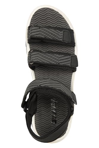 Mountain Warehouse Reef 3 Strap Kids Sandals - Neoprene Lined Boy & Girls Beach Shoes, Durable Sandals, Hook & Loop, Quick Dry Summer Footwear - for Beach Walking Black Kids Shoe Size 13 UK
