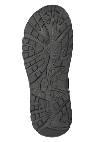 Mountain Warehouse Reef 3 Strap Kids Sandals - Neoprene Lined Boy & Girls Beach Shoes, Durable Sandals, Hook & Loop, Quick Dry Summer Footwear - for Beach Walking Black Kids Shoe Size 13 UK