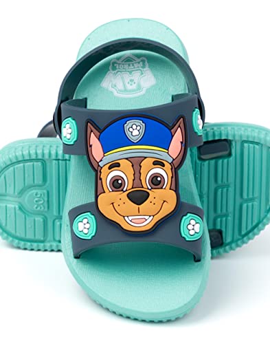 Paw Patrol Boys Sandals | Blue Sliders with Supportive Strap For Kids | Chase The Police Dog Summer Beach Shoes | Fun Rubber Slip-on Pool Footwear Merchandise Gift for Children and Toddlers