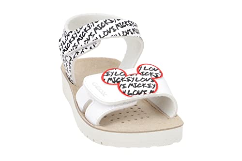 Geox Girl's J Costarei Gi Sandal, White Black, 7.5 UK Child