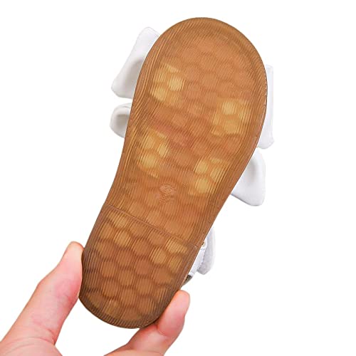Baby Girls Sandals Toddler Girls Sandals for Beach Park Casual Bowknot PU Leather Upper Rubber Sole Size 7 UK Child, White