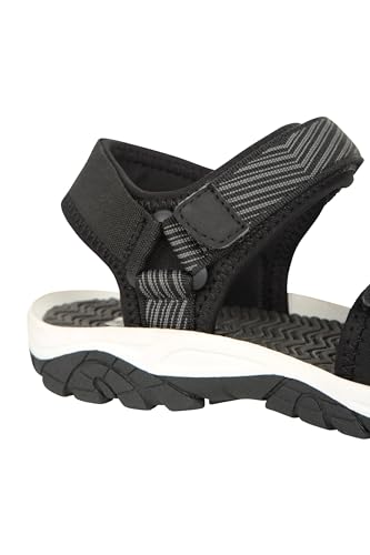 Mountain Warehouse Reef 3 Strap Kids Sandals - Neoprene Lined Boy & Girls Beach Shoes, Durable Sandals, Hook & Loop, Quick Dry Summer Footwear - for Beach Walking Black Kids Shoe Size 13 UK
