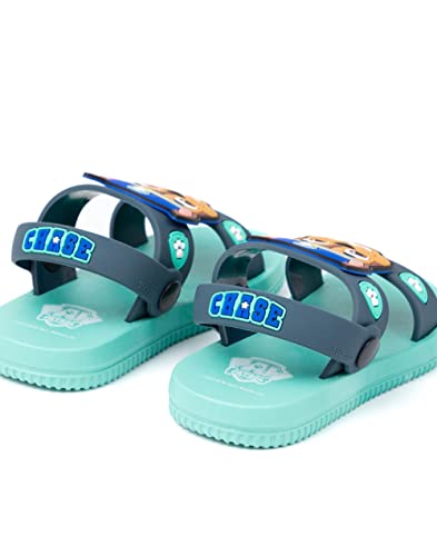 Paw Patrol Boys Sandals | Blue Sliders with Supportive Strap For Kids | Chase The Police Dog Summer Beach Shoes | Fun Rubber Slip-on Pool Footwear Merchandise Gift for Children and Toddlers