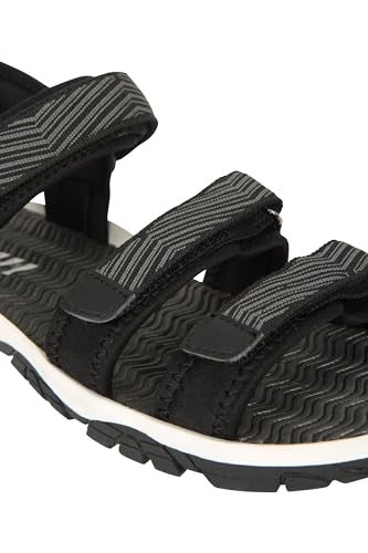 Mountain Warehouse Reef 3 Strap Kids Sandals - Neoprene Lined Boy & Girls Beach Shoes, Durable Sandals, Hook & Loop, Quick Dry Summer Footwear - for Beach Walking Black Kids Shoe Size 13 UK