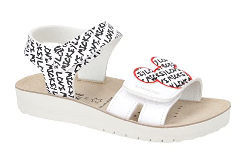 Geox Girl's J Costarei Gi Sandal, White Black, 7.5 UK Child