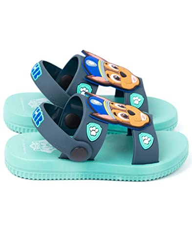 Paw Patrol Boys Sandals | Blue Sliders with Supportive Strap For Kids | Chase The Police Dog Summer Beach Shoes | Fun Rubber Slip-on Pool Footwear Merchandise Gift for Children and Toddlers