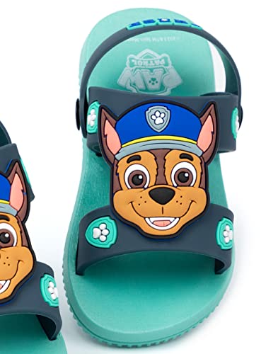 Paw Patrol Boys Sandals | Blue Sliders with Supportive Strap For Kids | Chase The Police Dog Summer Beach Shoes | Fun Rubber Slip-on Pool Footwear Merchandise Gift for Children and Toddlers