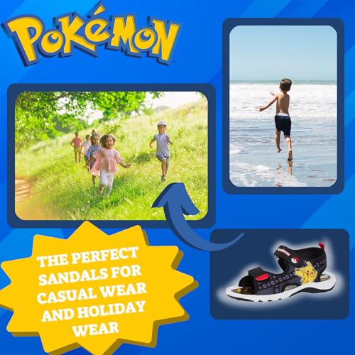 Pokemon Sports Sandals for Boys 13 UK Child Black