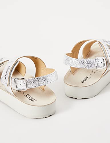 Geox Girls' J Costarei Gi Sandals, silver, 13 UK Child