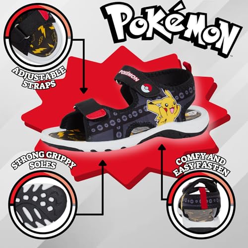 Pokemon Sports Sandals for Boys 13 UK Child Black