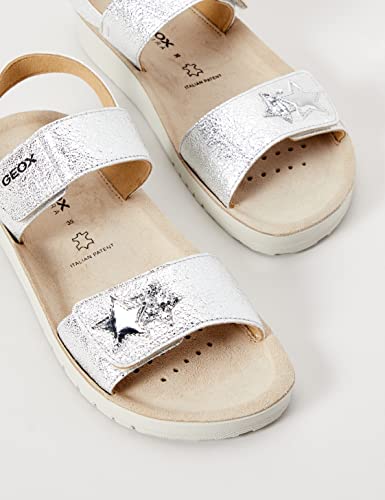Geox Girls' J Costarei Gi Sandals, silver, 13 UK Child