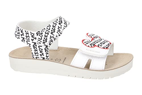 Geox Girl's J Costarei Gi Sandal, White Black, 7.5 UK Child