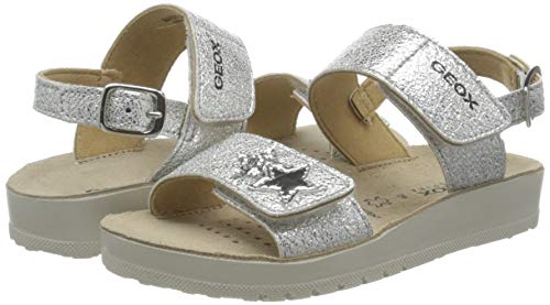 Geox Girls' J Costarei Gi Sandals, silver, 13 UK Child