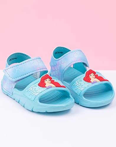 Disney The Little Mermaid Kids Sandals | Girls Ariel Sliders with Supportive Strap | Green Summer Pool & Play Shoes for Toddlers | Slip-on Beach Footwear | Fun Merchandise Gift for Children
