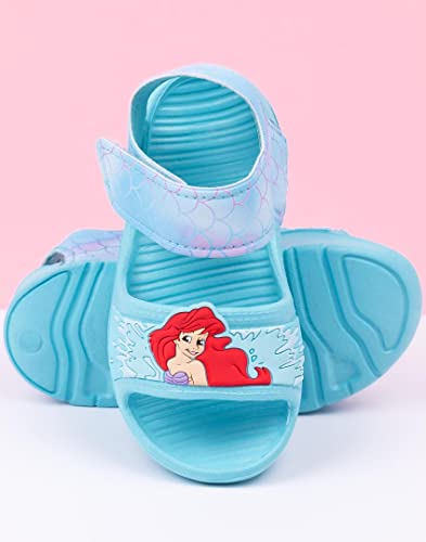 Disney The Little Mermaid Kids Sandals | Girls Ariel Sliders with Supportive Strap | Green Summer Pool & Play Shoes for Toddlers | Slip-on Beach Footwear | Fun Merchandise Gift for Children