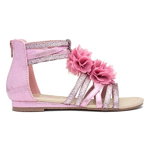 Lilley Girls Pink Glitter Flower Strappy Sandal - Size 12 Child UK - Pink