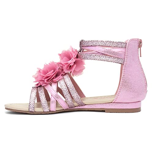 Lilley Girls Pink Glitter Flower Strappy Sandal - Size 12 Child UK - Pink