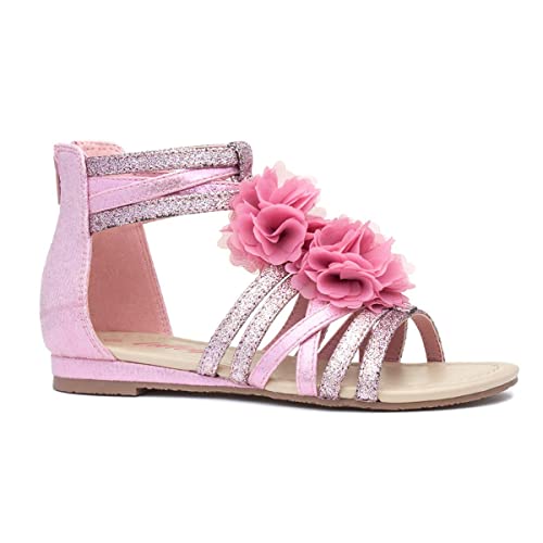Lilley Girls Pink Glitter Flower Strappy Sandal - Size 12 Child UK - Pink