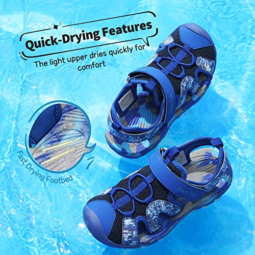 DREAM PAIRS Boys Girls Sandals Closed-Toe Athletic Sport Sandals Summer Outdoor Toddler/Little Kid/Big Kid,SDAS2305K-E,Royal Blue,4 UK/37 (EUR)