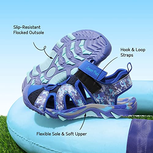 DREAM PAIRS Boys Girls Sandals Closed-Toe Athletic Sport Sandals Summer Outdoor Toddler/Little Kid/Big Kid,SDAS2305K-E,Royal Blue,4 UK/37 (EUR)