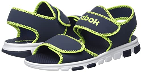 Reebok Wave Glider III Sandals, Vector Navy/Acid Yellow/FTWR White, 9.5 UK Child