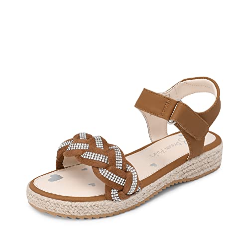 DREAM PAIRS Girls Sandals Wedge Sandals for Girls Espadrille Platform Open Toe Summer Shoes for Little Kid/Big Kid,SDSD2303K-E,Brown,12 UK Child/31 (EUR)