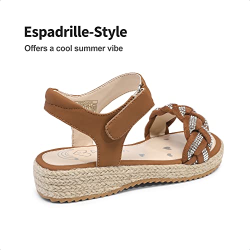 DREAM PAIRS Girls Sandals Wedge Sandals for Girls Espadrille Platform Open Toe Summer Shoes for Little Kid/Big Kid,SDSD2303K-E,Brown,12 UK Child/31 (EUR)