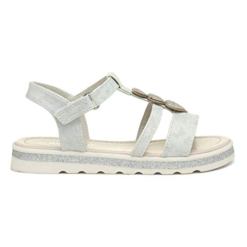 Walkright Girls White Heart Easy Fasten Sandal - Size 13 Child UK - White