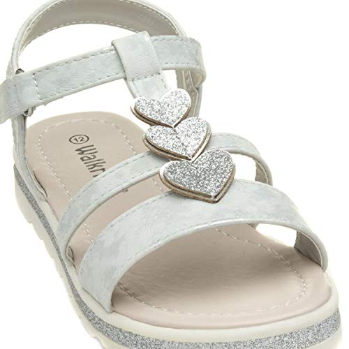 Walkright Girls White Heart Easy Fasten Sandal - Size 13 Child UK - White