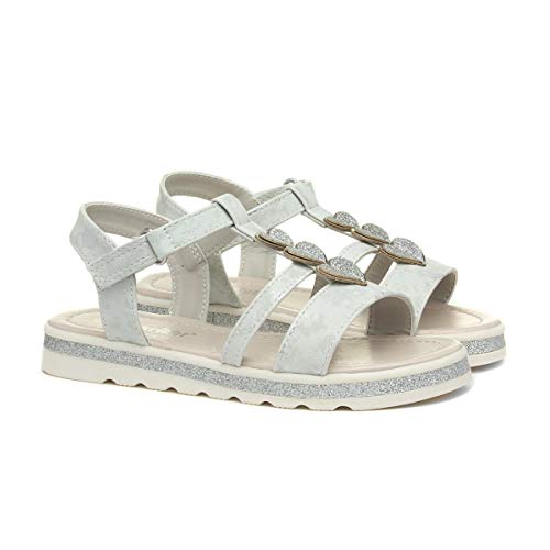 Walkright Girls White Heart Easy Fasten Sandal - Size 13 Child UK - White