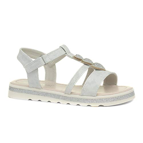 Walkright Girls White Heart Easy Fasten Sandal - Size 13 Child UK - White