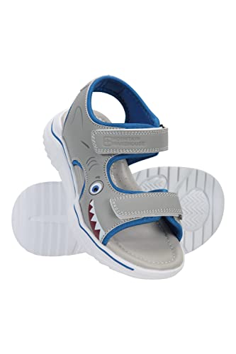 Mountain Warehouse Character Junior Sandals - Neoprene Lined, Touch Strap Fastening, EVA cushioned Girls & Boys Shoes -Best for Summer, Beach, Walking, Hiking & Outdoors Grey Kids Shoe Size 8 UK