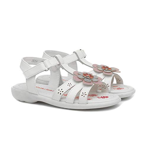 Walkright Girls White Floral Easy Fasten Sandal - Size 8 Child UK - White