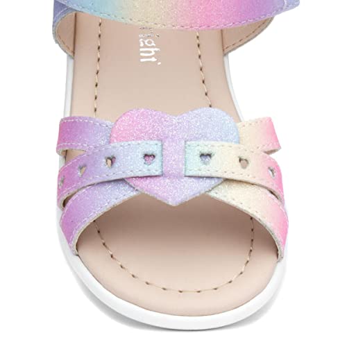 Walkright Girls Rainbow Glitter Heart Sandals - Size 9 Child UK - Multicolour