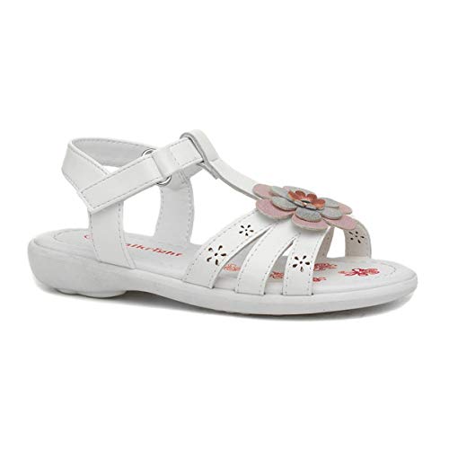 Walkright Girls White Floral Easy Fasten Sandal - Size 8 Child UK - White