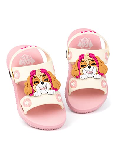 Paw Patrol Girls Sandals | Pink Sliders with Supportive Strap For Kids | Skye The Helicopter Rescue Pup Summer Shoes | Fun Rubber Slip-on Footwear Merchandise Gift for Children and Toddlers