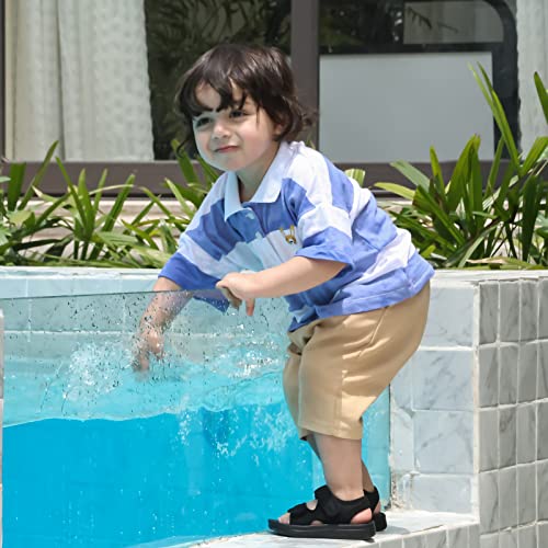 MK MATT KEELY Unisex Kids Summer Sandals Baby Anti-Slip Open Toe Adjustable Walking Shoes for Boys Girls,Size 7.5/8.5 UK Child, Black