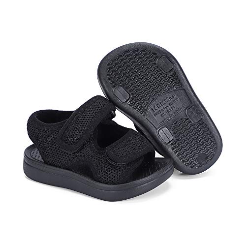 MK MATT KEELY Unisex Kids Summer Sandals Baby Anti-Slip Open Toe Adjustable Walking Shoes for Boys Girls,Size 7.5/8.5 UK Child, Black