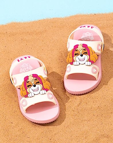 Paw Patrol Girls Sandals | Pink Sliders with Supportive Strap For Kids | Skye The Helicopter Rescue Pup Summer Shoes | Fun Rubber Slip-on Footwear Merchandise Gift for Children and Toddlers