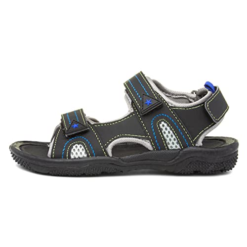 Red Fish Boys Black Easy Fasten Sandal - Size 2 UK - Black