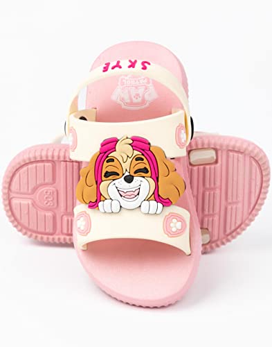 Paw Patrol Girls Sandals | Pink Sliders with Supportive Strap For Kids | Skye The Helicopter Rescue Pup Summer Shoes | Fun Rubber Slip-on Footwear Merchandise Gift for Children and Toddlers