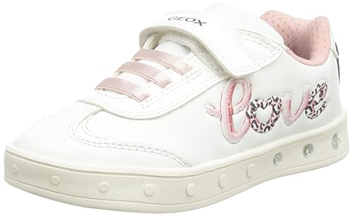 Geox J Skylin Girl Sneaker, White Lt Pink, 11 UK Child