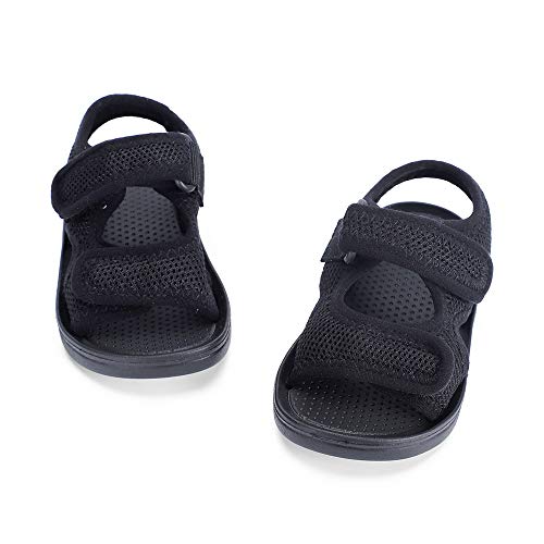 MK MATT KEELY Unisex Kids Summer Sandals Baby Anti-Slip Open Toe Adjustable Walking Shoes for Boys Girls,Size 7.5/8.5 UK Child, Black