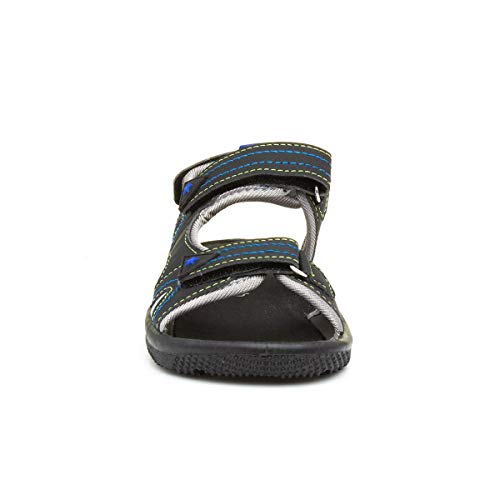 Red Fish Boys Black Easy Fasten Sandal - Size 2 UK - Black