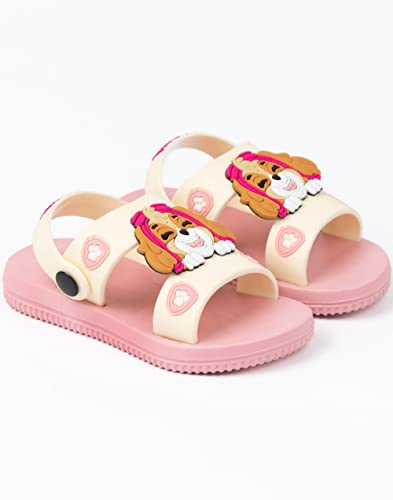 Paw Patrol Girls Sandals | Pink Sliders with Supportive Strap For Kids | Skye The Helicopter Rescue Pup Summer Shoes | Fun Rubber Slip-on Footwear Merchandise Gift for Children and Toddlers