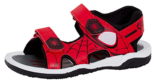 Marvel Spiderman Sports Sandals for Kids Open Toe Easy Fasten Sliders Summer Shoes Red/Black 13 UK Child
