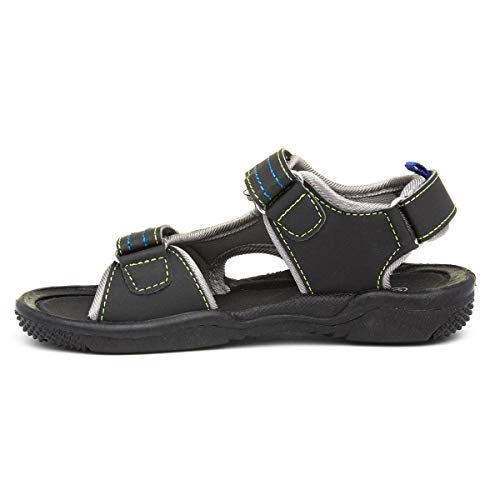 Red Fish Boys Black Easy Fasten Sandal - Size 2 UK - Black