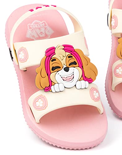 Paw Patrol Girls Sandals | Pink Sliders with Supportive Strap For Kids | Skye The Helicopter Rescue Pup Summer Shoes | Fun Rubber Slip-on Footwear Merchandise Gift for Children and Toddlers
